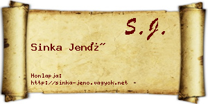 Sinka Jenő névjegykártya